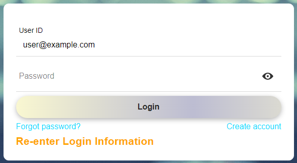 Login error styled orange with 16pt bold font